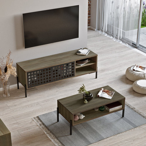 Set mobili soggiorno Neo NE5-CU Marrone, 2 pezzi (1)