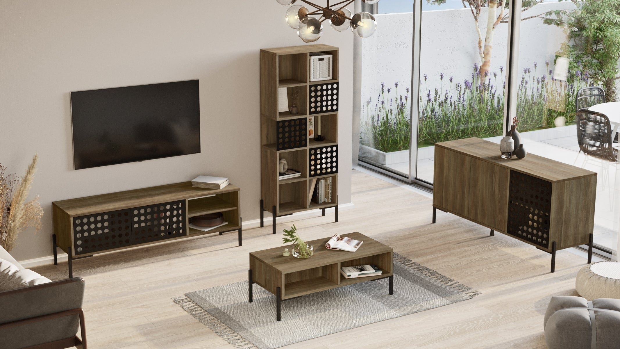 Set mobili soggiorno Neo NE6-CU Marrone, 4 pezzi (1)
