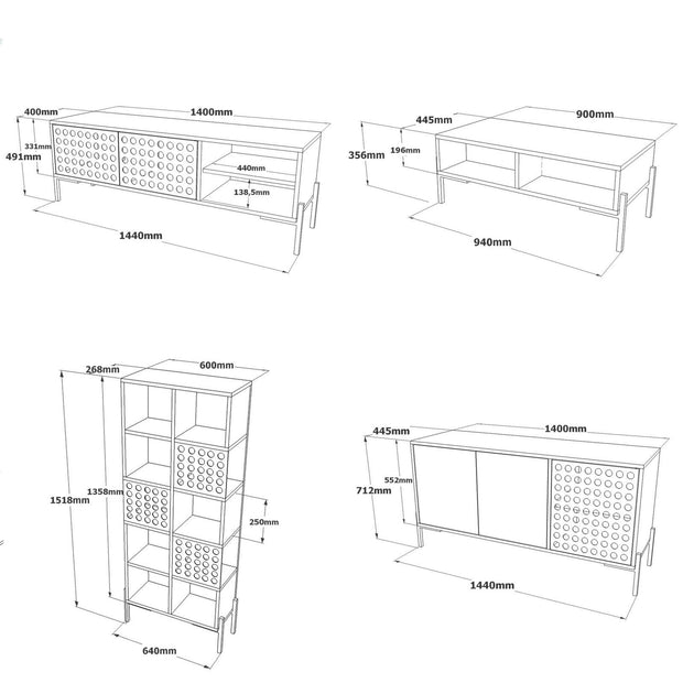 Set mobili soggiorno Neo NE6-CU Marrone, 4 pezzi (6)