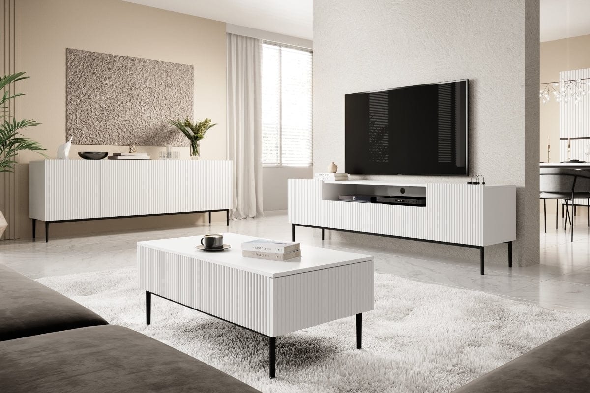 Set mobili soggiorno Nicole Bianco e Nero, 3 pezzi
