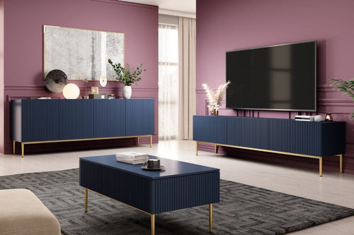 Set mobili soggiorno Nicole Blu, 3 pezzi