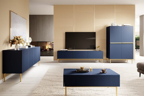 Set mobili soggiorno Nicole Blu, 4 pezzi