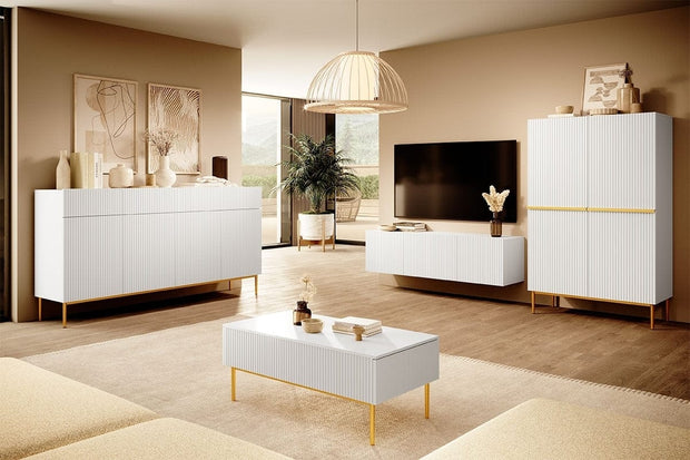 Set mobili soggiorno Nicole Grande Bianco, 4 pezzi