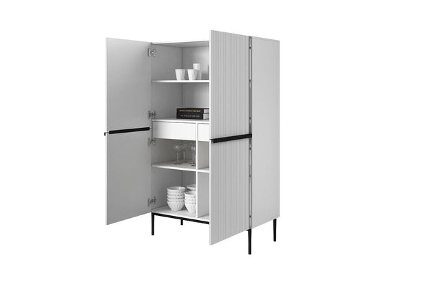 Set mobili soggiorno Nicole Grande Bianco e Nero, 4 pezzi (2)