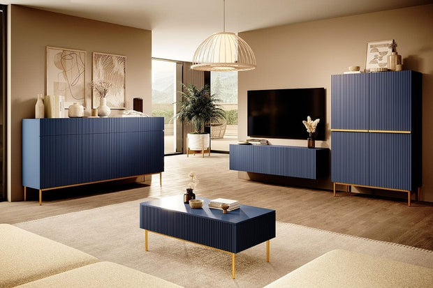 Set mobili soggiorno Nicole Grande Blu, 4 pezzi
