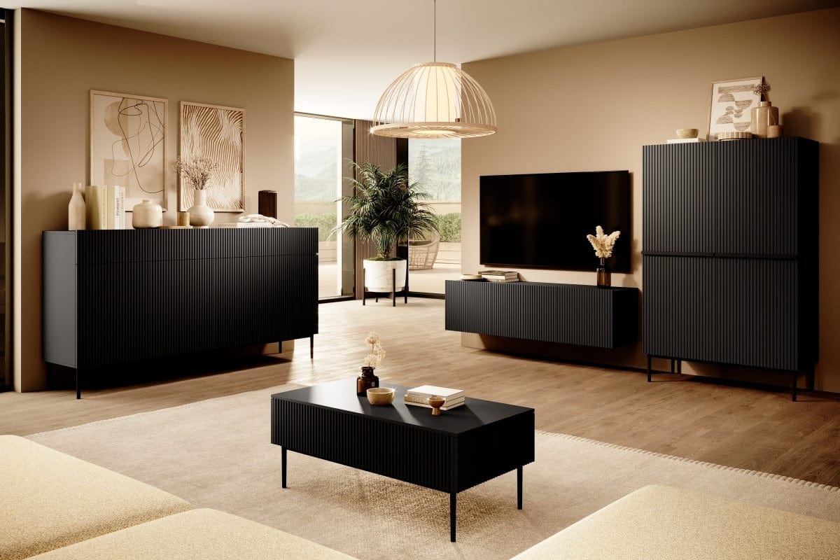 Set mobili soggiorno Nicole Grande Nero, 4 pezzi