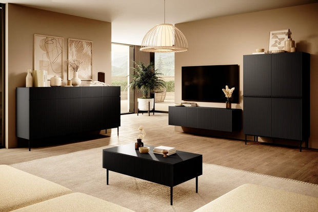 Set mobili soggiorno Nicole Grande Nero, 4 pezzi