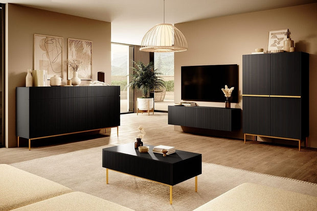 Set mobili soggiorno Nicole Grande Nero, 4 pezzi