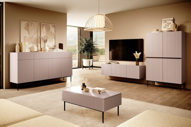 Set mobili soggiorno Nicole Grande Rosa, 4 pezzi