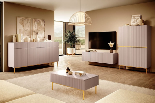 Set mobili soggiorno Nicole Grande Rosa, 4 pezzi