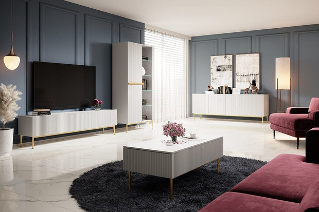 Set mobili soggiorno Nicole Slim Bianco, 4 pezzi