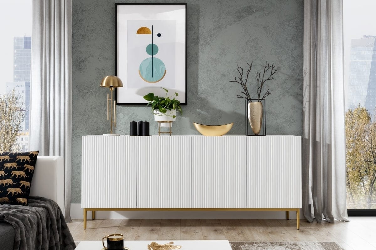 Set mobili soggiorno Nicole Slim Bianco, 4 pezzi (4)