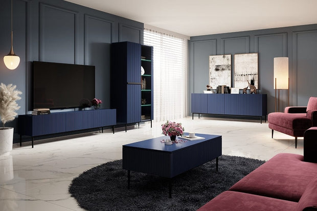 Set mobili soggiorno Nicole Slim Blu, 4 pezzi