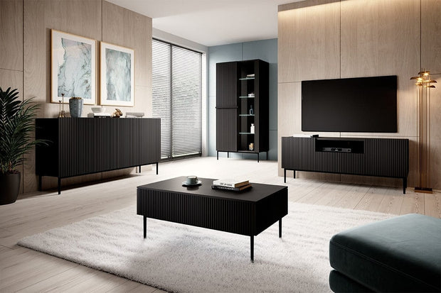Set mobili soggiorno Nicole Slim Nero, 4 pezzi