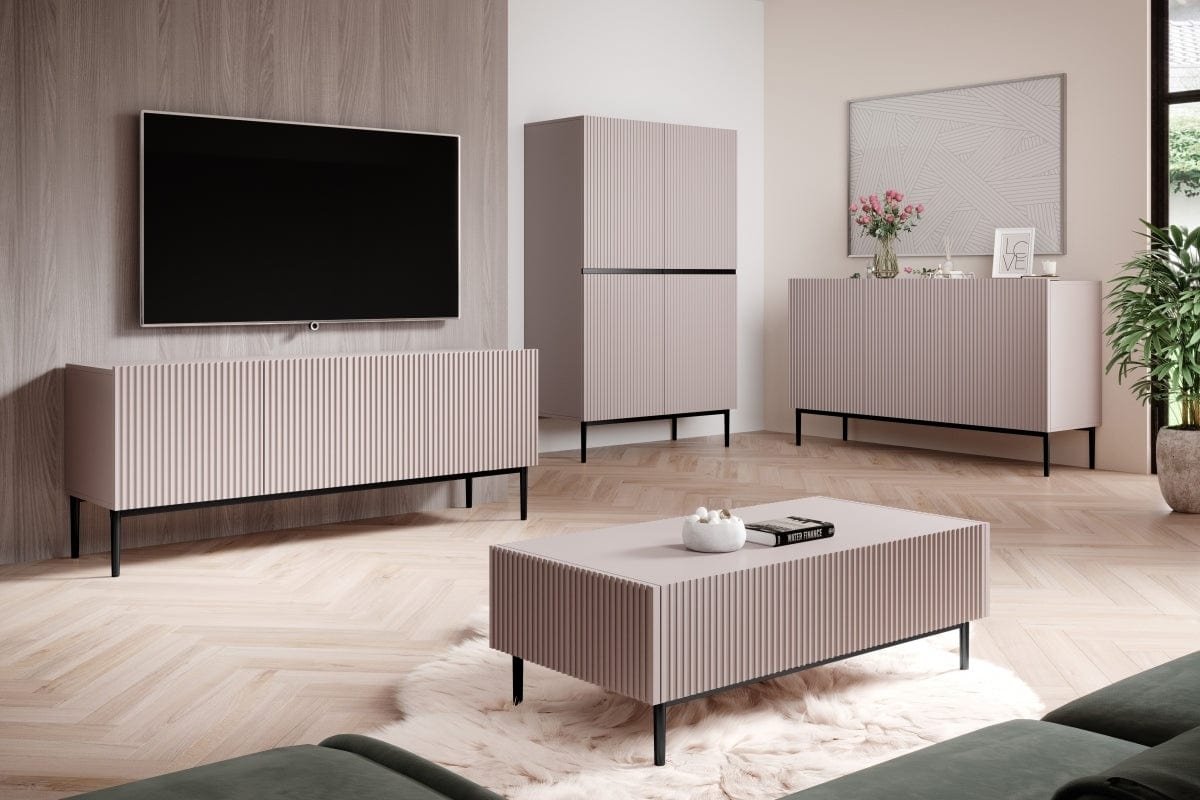 Set mobili soggiorno Nicole Slim Rosa, 4 pezzi
