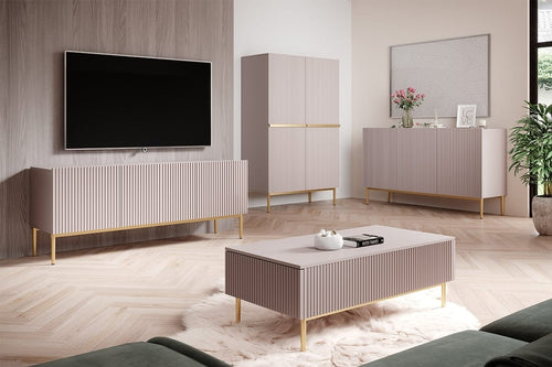 Set mobili soggiorno Nicole Slim Rosa, 4 pezzi