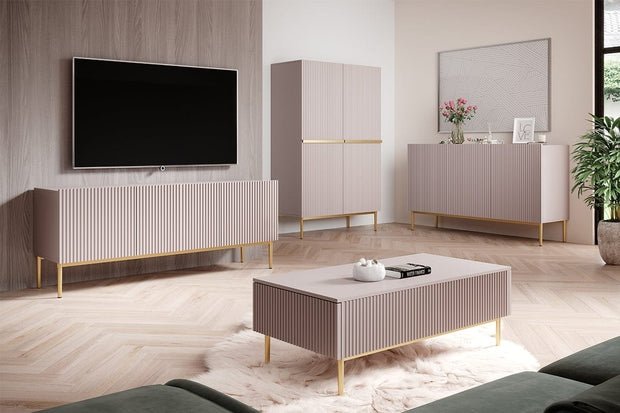 Set mobili soggiorno Nicole Slim Rosa, 4 pezzi