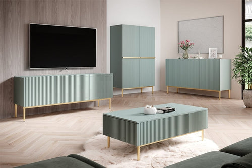Set mobili soggiorno Nicole Slim Verde, 4 pezzi