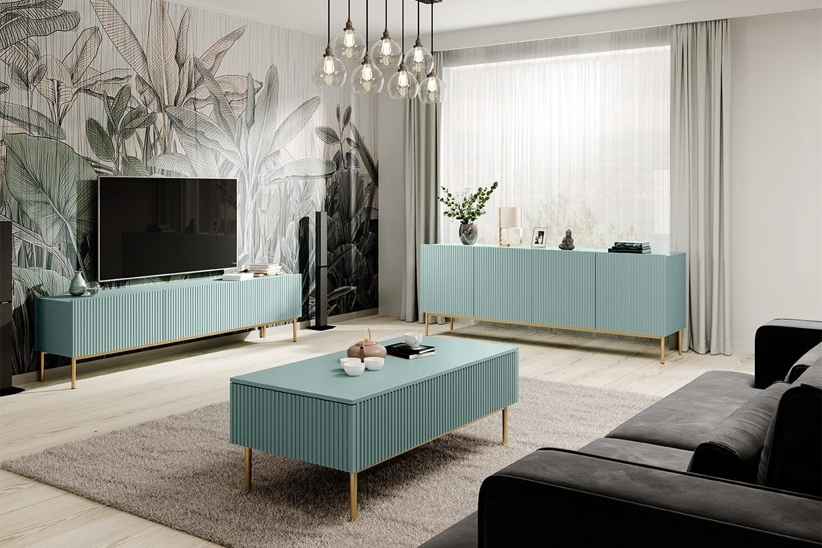 Set mobili soggiorno Nicole Verde, 3 pezzi