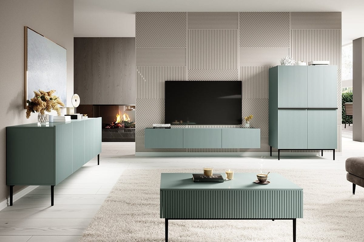 Set mobili soggiorno Nicole Verde, 4 pezzi
