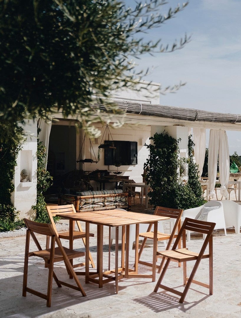 Bizzotto Set tavolo da giardino estensibile e 4 sedie pieghevole Noemi Naturale