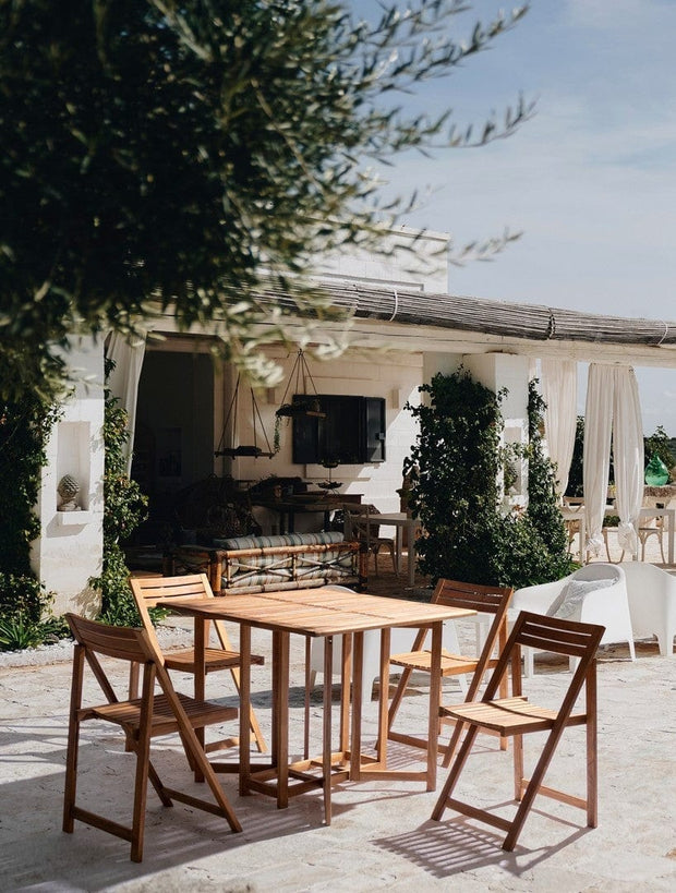 Bizzotto Set tavolo da giardino estensibile e 4 sedie pieghevole Noemi Naturale