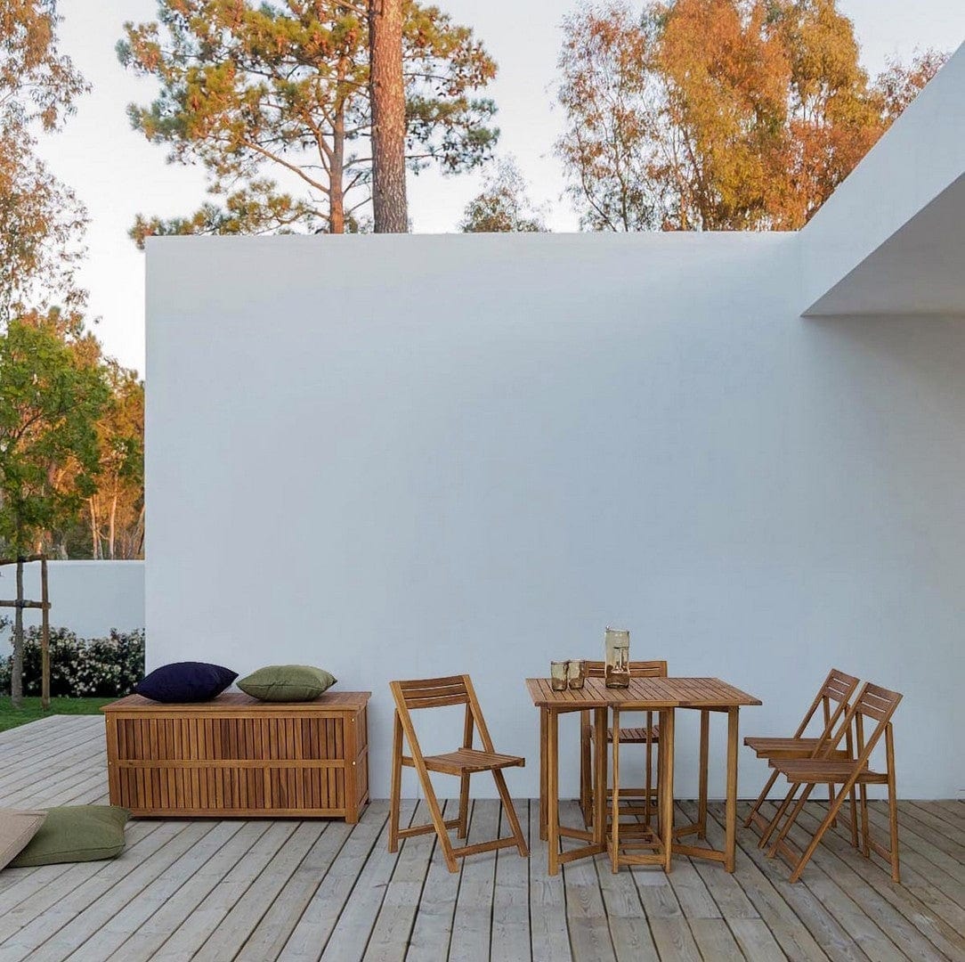 Set tavolo da giardino estensibile e 4 sedie pieghevole Noemi Naturale (2)