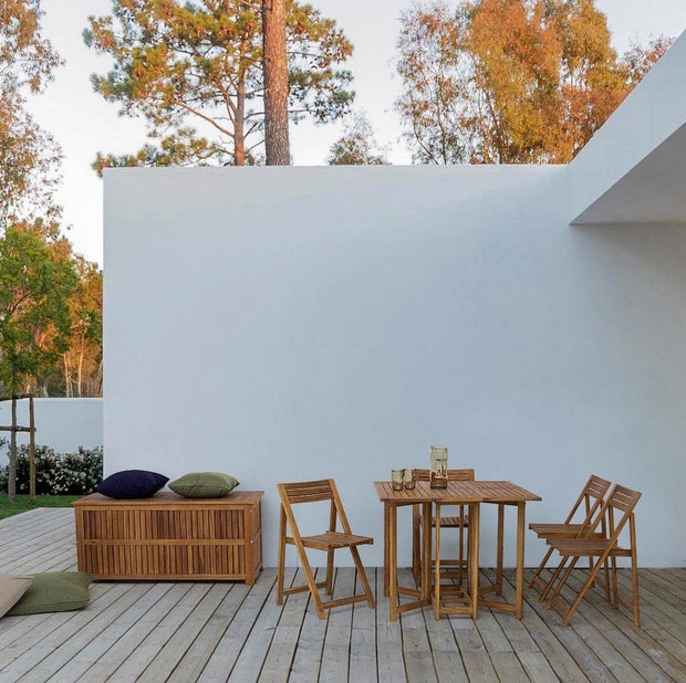 Set tavolo da giardino estensibile e 4 sedie pieghevole Noemi Naturale (2)