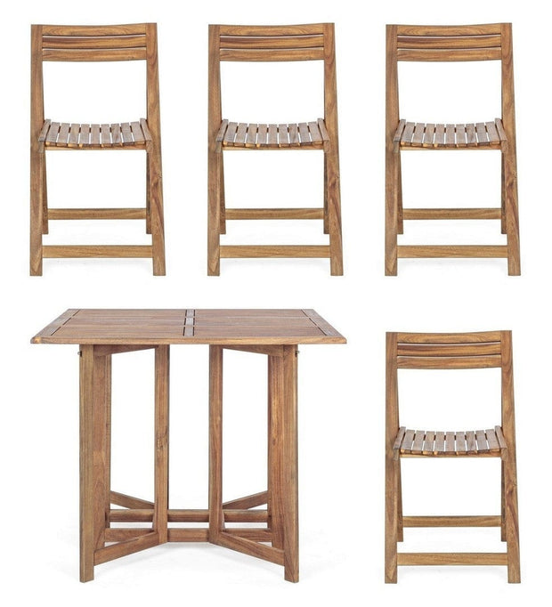 Set tavolo da giardino estensibile e 4 sedie pieghevole Noemi Naturale (4)