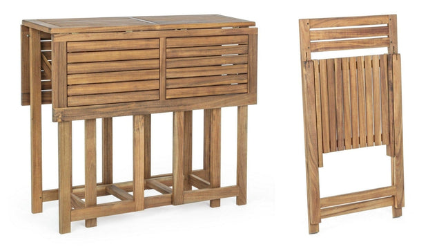 Bizzotto Set tavolo da giardino estensibile e 4 sedie pieghevole Noemi Naturale