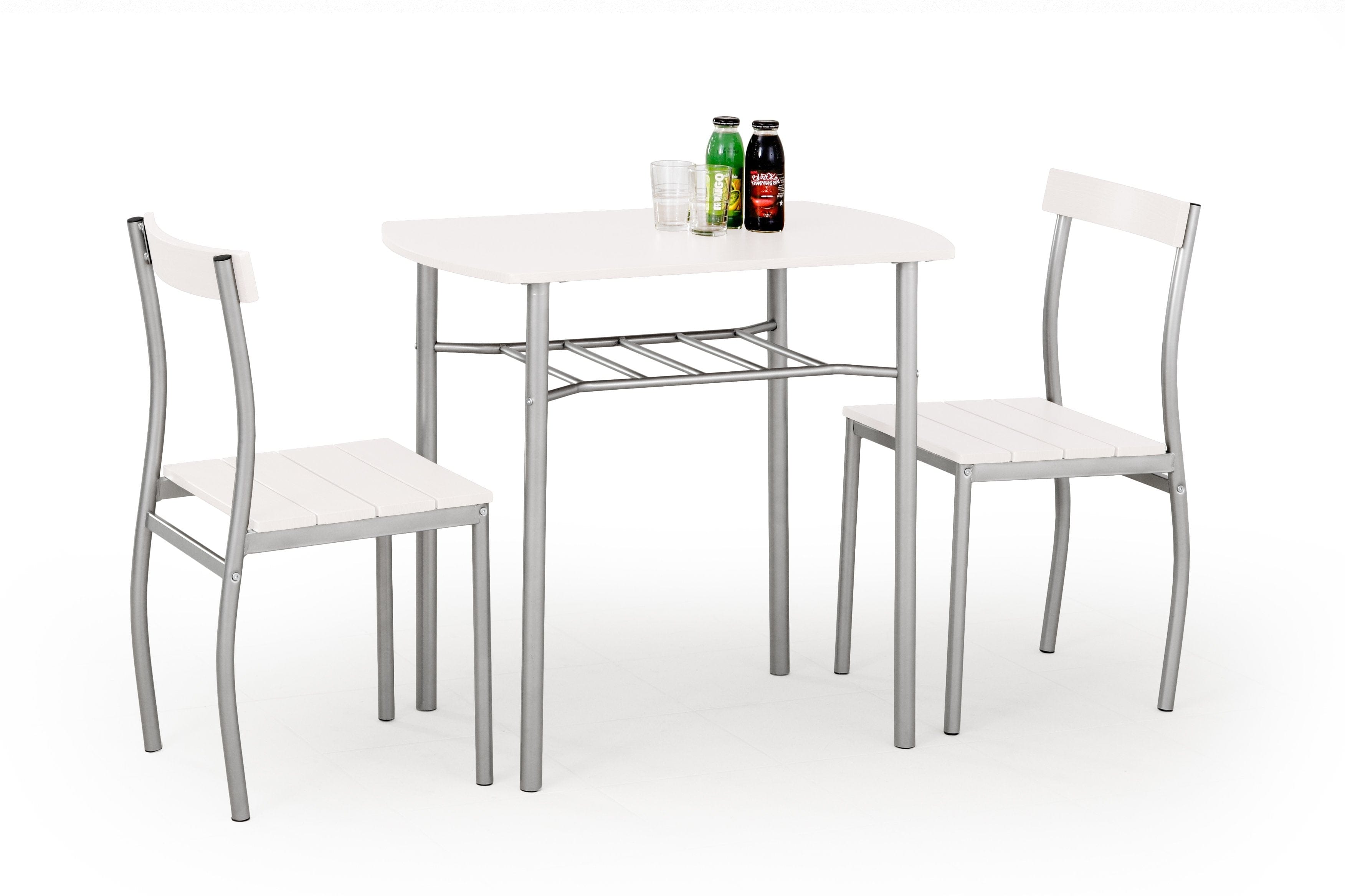 Halmar Set tavolo in MDF e metallo + 2 sedie Lanelle White, L82xL50xH75 cm