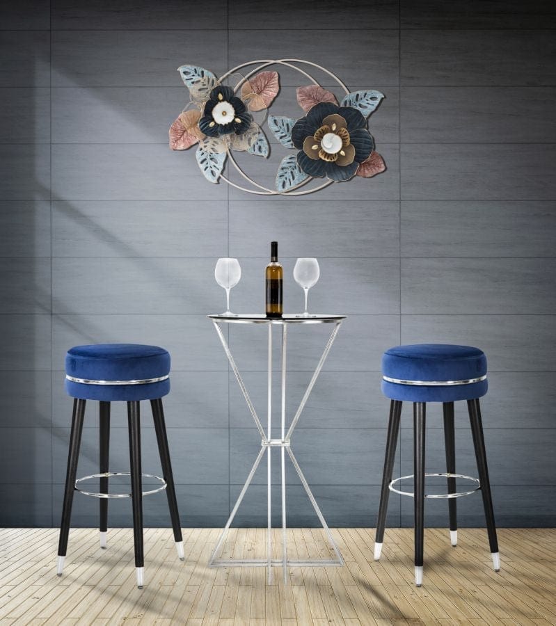 Sgabello Bar Paris Blu/Silver cm Ø 35x74 (1)