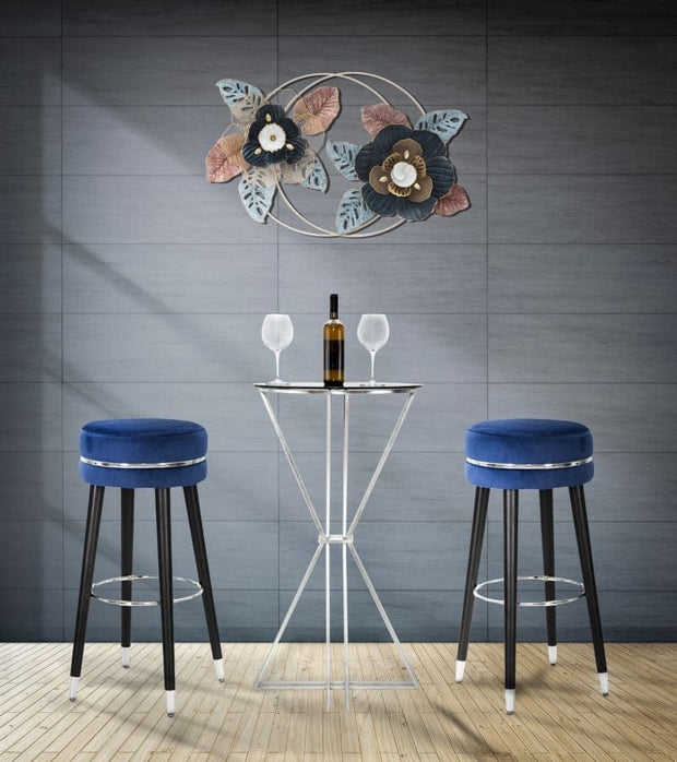 Sgabello Bar Paris Blu/Silver cm Ø 35x74 (1)