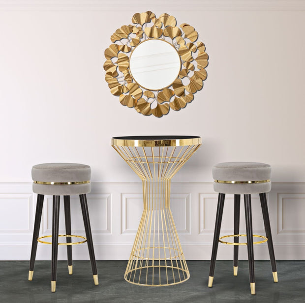 Sgabello Bar Paris Grigio/Gold cm Ø 35x74 (1)