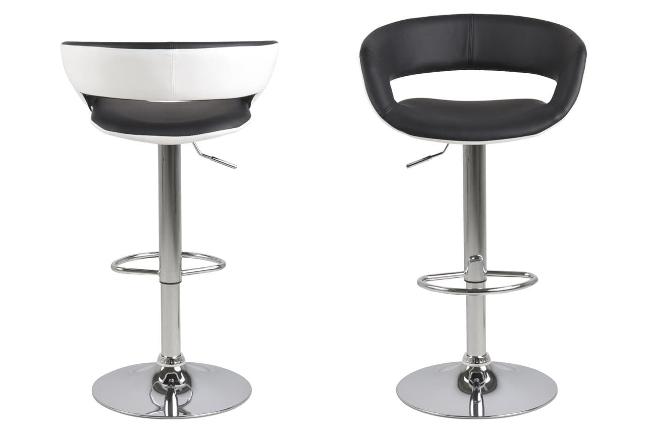 Actona Sgabello da bar in ecopelle Grance Bianco e Nero