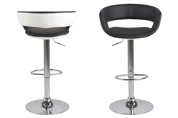 Actona Sgabello da bar in ecopelle Grance Bianco e Nero