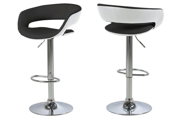 Actona Sgabello da bar in ecopelle Grance Bianco e Nero
