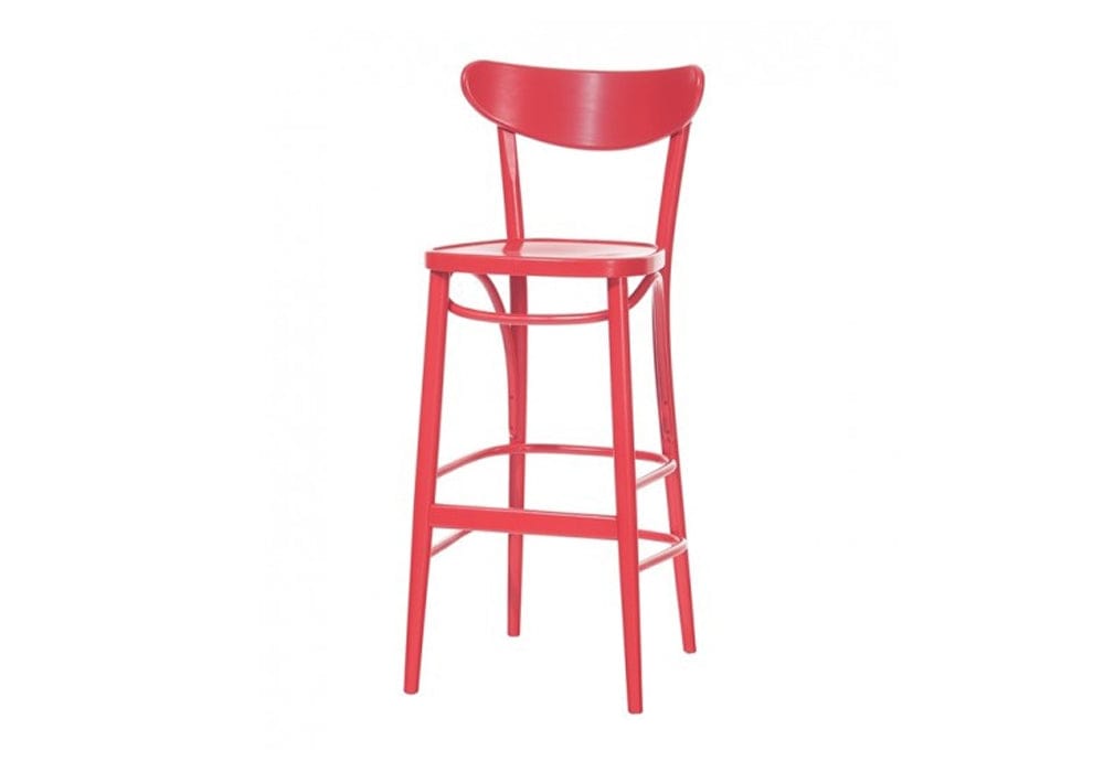 Ton Sgabello da bar in legno di faggio Banana Red, l46xl47xh107 cm