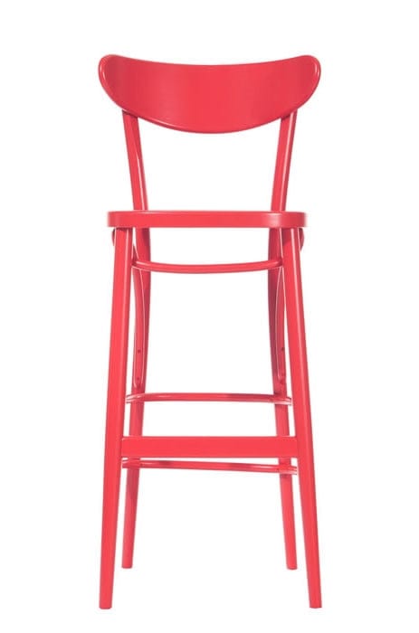 Ton Sgabello da bar in legno di faggio Banana Red, l46xl47xh107 cm
