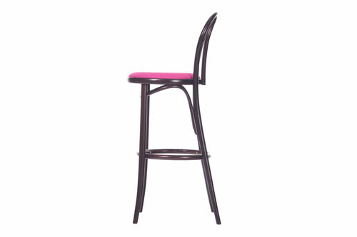 Sgabello da bar in legno di faggio, rivestito in tessuto 18 Wengé / Rosa, L40,5xL50xH110 cm (1)