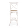 Bizzotto Sgabello da bar in legno e rattan Cross Bianco