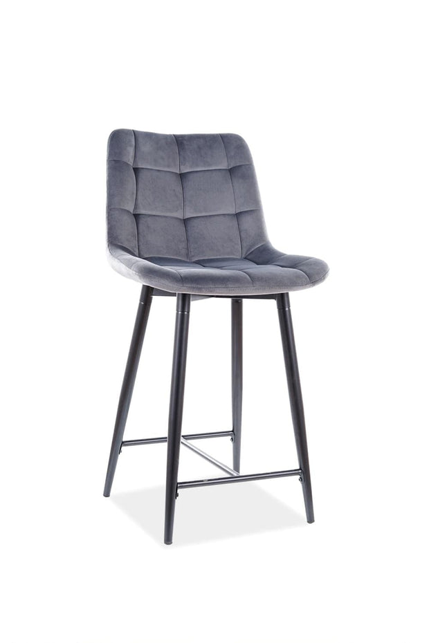 Signal Sgabello da bar in velluto Chase H-2 Grigio