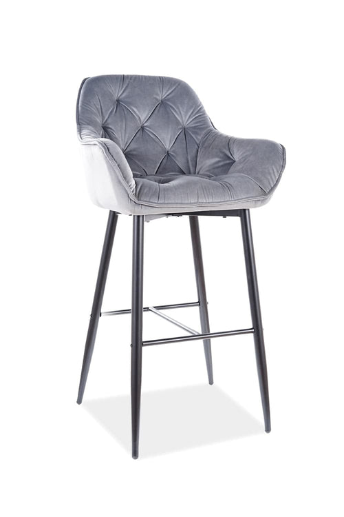 Signal Sgabello da bar in velluto Clyde H-2 Grigio