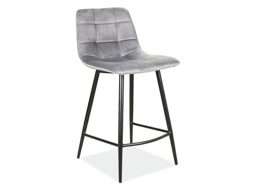 Signal Sgabello da bar in velluto Miley H-4 Grigio