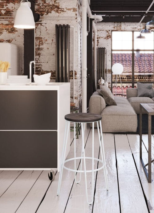 Sgabello Detroit Simple Set 2 Pz Bianco cm Ø 39x76 (1)