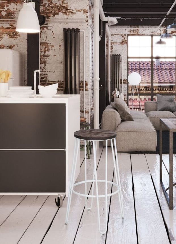 Sgabello Detroit Simple Set 2 Pz Bianco cm Ø 39x76 (1)