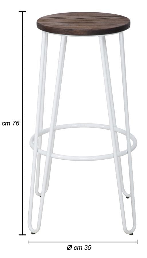 Sgabello Detroit Simple Set 2 Pz Bianco cm Ø 39x76 (8)