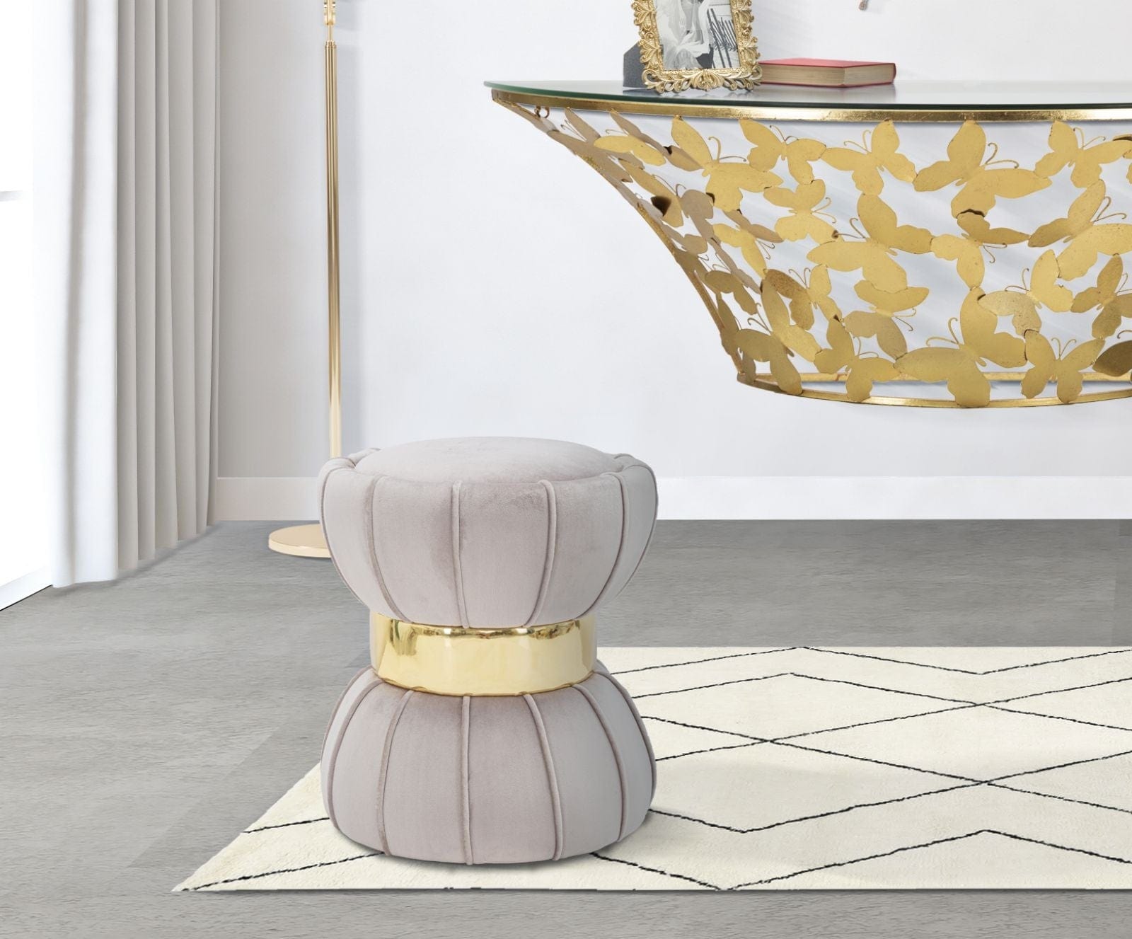 Sgabello Flower Grigio cm Ø 40x44
