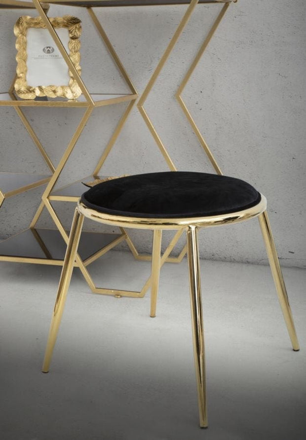 Sgabello Glam Emily Nero cm Ø 45x45 (Altezza Gambe cm 41) (7)