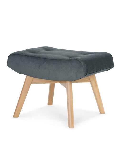 Sgabello imbottito con tessuto e gambe in legno, Angel Dark Grey / Beech, l61xL42xH45 cm